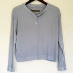 ENZA COSTA Light Blue Rib Henley Button Long Sleeve Small Photo 0