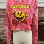 PacMan PAC-MAN red & pink cropped tie dyed sweatshirt / M / Excellent condition Photo 0