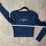 Forever 21  Blue Long Sleeve Crop Fitted Crew Neck Tee Photo 3