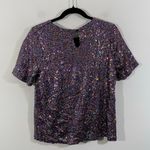 simply styled Women's Multicolor Sequins Short Sleeve Blouse Size M Concert Photo 6