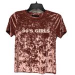 90’s Girls Let’s Run‎ the World crushed velvet tee Pink Size M Photo 0
