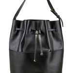 Cuyana  Women's Black Leather Adjustable Shoulder Strap Bucket Bag Photo 0