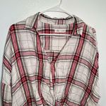 Lou & grey Faux Wrap Plaid Top White Red Photo 2
