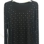 M/L Black Long Sleeve Dress Midi Polka Dot Casual Women’s Size M Photo 2
