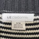 Liz Claiborne Black White Knit Poncho Sweater S/M Geometric Pattern Mock Neck Photo 1