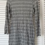 Banana Republic Silk Petite 4P Black White Geometric Print Long Sleeve Dress Photo 0