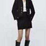 ZARA Black Tweed Double Breasted Open Collarless Blazer Jacket Size XS NWT Photo 1