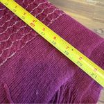 BCBGMAXAZRIA  Large Blanket Scarf Wrap Burgundy Gold Fringe Wine Cozy $248 Photo 2