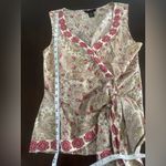 Silkland 100% Silk Floral paisley Wrap Sleeveless Top Sz L Asian Artsy Luxury Pink Size L Photo 5