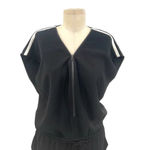 Vince  Contrast Trim‎ Zipper V-Neck Drawstring Dress Black Size Small Photo 3