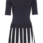 TED BAKER Hethia stretch knit highneck Knit Skater Dress Gold Zip Size 0 (US 2) White Photo 0