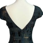 Theia Sheath Abstract Plaid Cocktail Dress Size 2 Gold Black Cap Sleeve Luxury Photo 6