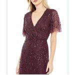 Mac Duggal   Embellished Tulle Wrap-Effect Column Gown Size 16‎ Plum Formal Photo 3