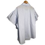 Lane Bryant Pinstriped Ruffle Short Sleeves Collared Button Up Dressy Shirt 26 Photo 6