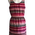Loft Ann Taylor Pink White Stripe Sleeveless Casual Summer A-Line Dress Size 2 Photo 4