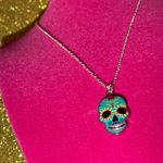 Boutique Sunflower Sugar Skull Necklace Sterling Silver 925 Kawaii Gothic Emo Halloween Photo 10