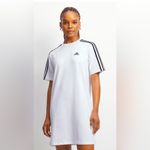 Adidas Women’s 3-Stripes White Boyfriend T-Shirt Dress Photo 1