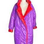 Norma Kamali Vtg ORIGINAL 1980 OMO REVERSIBLE SLEEPING BAG COAT Purple and Red Photo 0