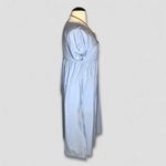 Vintage 90s Honors Peasant Midi Dress Embroidered Floral Cotton Baby Blue Large Photo 2