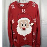 Poof New York Sweater Womens Medium Red Santa Ugly Christmas Pullover 3D Pom Pom Photo 0