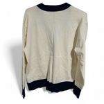 ZARA  Cream Cardigan Sweater – Navy Contrast Trim, Button Down, Size M Photo 1