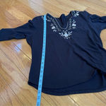 Women’s jersey top spandex embroidered front black 3/4 sleeve Sz XL Photo 7