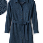 Cloth & Stone  Women's Blue Chambray Print Shirt Dress Small Boho‎ Western 70's Photo 0