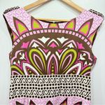 Nicole Miller Sleeveless Pink Lime Brown & Ivory Boho Medallion Print Dress 10 Photo 10