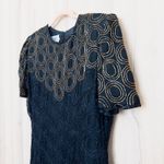 VTG JMC Womens Silk Beaded Dress Size 14 BlackArt Deco Cocktail Gatsby Glam Black Photo 9