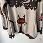 Creation Black Gray Moon Stars Cat Print Tunic Sweater M Grunge Strange Goth Size M Photo 4