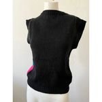 Vintage 90s geometric Sweater Vest L colorblock Kaleidoscope funky colorful Black Size L Photo 2