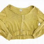 Free People X We The Free Golden Road Cardigan Curly Willow Mustard Olive Crop Photo 9