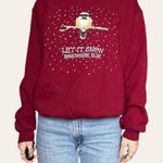 Morning Sun 2000s funny vintage winter snowy bird crewneck Large Red Photo 0