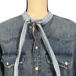 Lucky Brand Women's Medium Wash Denim Raw Hem Pearl Snap Button Shirt Dress Sz S Photo 1