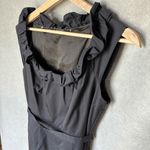 Elie Tahari Women's Black Ruffle Trim Cap Sleeve Midi Sheath Dress Size 4 Photo 3