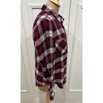 Lucky Brand Plaid Flannel Button Up Shirt Burgundy Navy Western Grunge Outdoor Photo 1