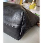 Madewell $198  Black Tan Genuine Leather Zip Top Transit Tote Crossbody Bag EUC Photo 4