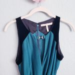 Halston Heritage  Emerald Green And Black Velvet Sleeveless Gown Photo 3