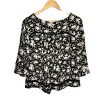 Anthropologie Maeve Celyn Floral Lace Trim Peasant Top Women Size 10 Black White Photo 7