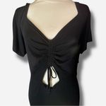 Old Navy NWOT  Black Short Sleeve Keyhole Tie Boho A Line Midi Dress Size 2XL Photo 1