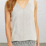 Antonio Melani Silk Top M Grey Lace Trim Sleeveless V-Neck Layered Blouse Photo 0