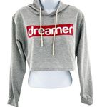 Broadway Dreams Dreamer Logo Cropped Fleece Hoodie Sweatshirt Top Theatre Dance Gray Size M Photo 0