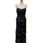 Vintage Formal Dress 12 Y2K Black Gown Beaded Holiday Party Long Slipdress 20s Size M Photo 3