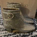 Jimmy Choo  Dazzling Coarse Glitter Fabric Crystal Myan 45 Boots Platinum size 38 Photo 5