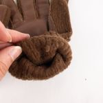 Aris Vintage Brown Knit Fabric Vinyl Patch Gloves Womens One Size Photo 6