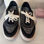 Dolce Vita Dolen Leather & Crocheted Platform Sneakers Tennis Shoes Sz 6.5 Black Photo 2