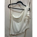 MILK + HONEY White One Shoulder Ruffle Flower Detail Top Size L Photo 6