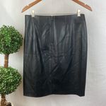 Ann Taylor Black Faux Leather Knee Length Skirt 10P Photo 1