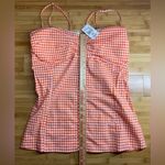 Picky Boo orange Gingham adjustable strap women shirt W/Belt MSRP $50|Size:2XL Size 2X Photo 7