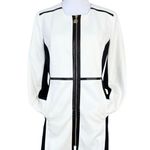 Anne Klein Ann Klein Cream Black Lilly White Colorblock Long Trench Coat Sz XS NWT Photo 3